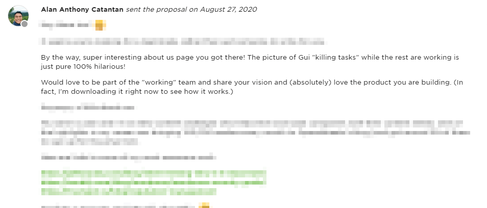 Gave a hint to my client that I've read their about me page