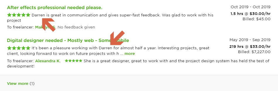 Finding the client’s name on his recent history