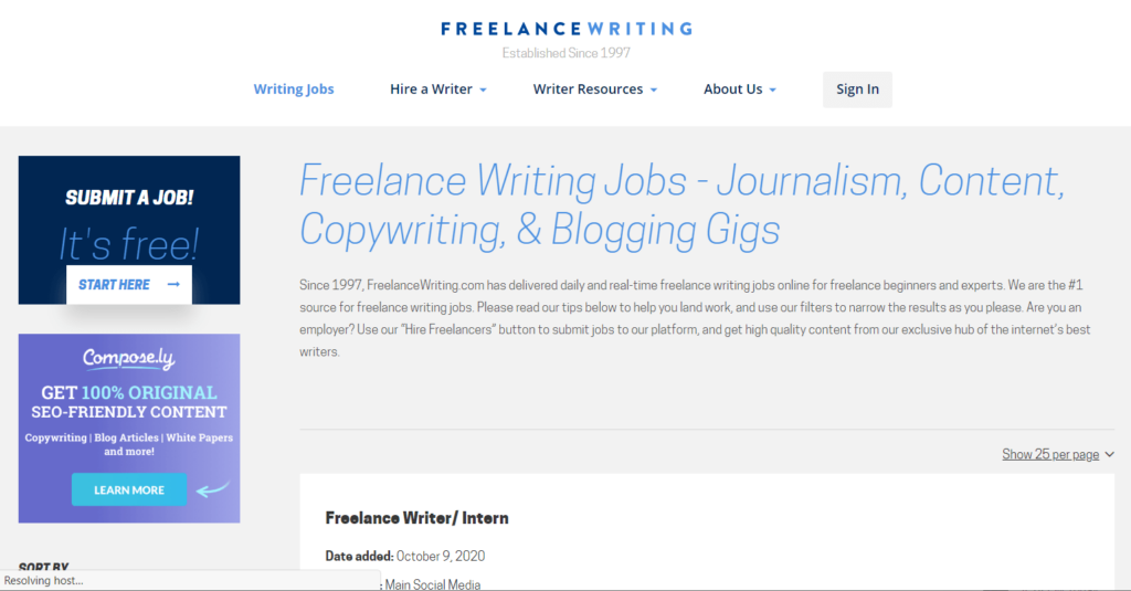 What is the Freelance Writing website?